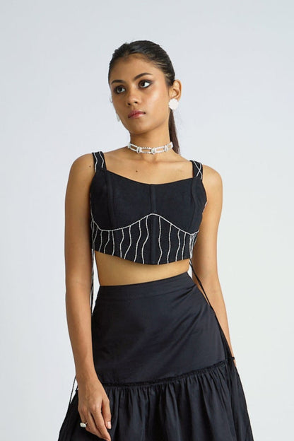 MIDNIGHT STRIPE CORSET TOP